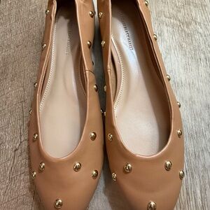 White House Black Market Camel Flats with Gold Accents